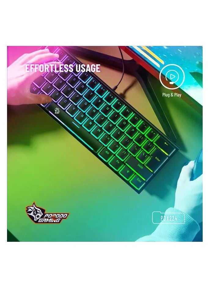 Gaming 61 Keys Pudding Mechanical Keyboard / 21 Keys Anti-Ghosting 1.5m PVC USB Cable / Red Switch / 50+ Million Clicks / 17 Light Modes  - Black