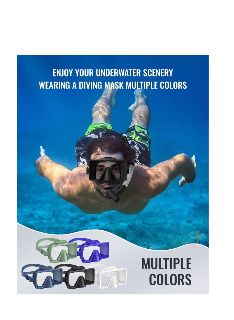 Snorkel Mask Anti-Fog Anti Leakage Panoramic Diving Mask Tempered Glass Shatterproof Swim Mask Anti-Glare Scuba Swim Goggles for Adults and Teenager