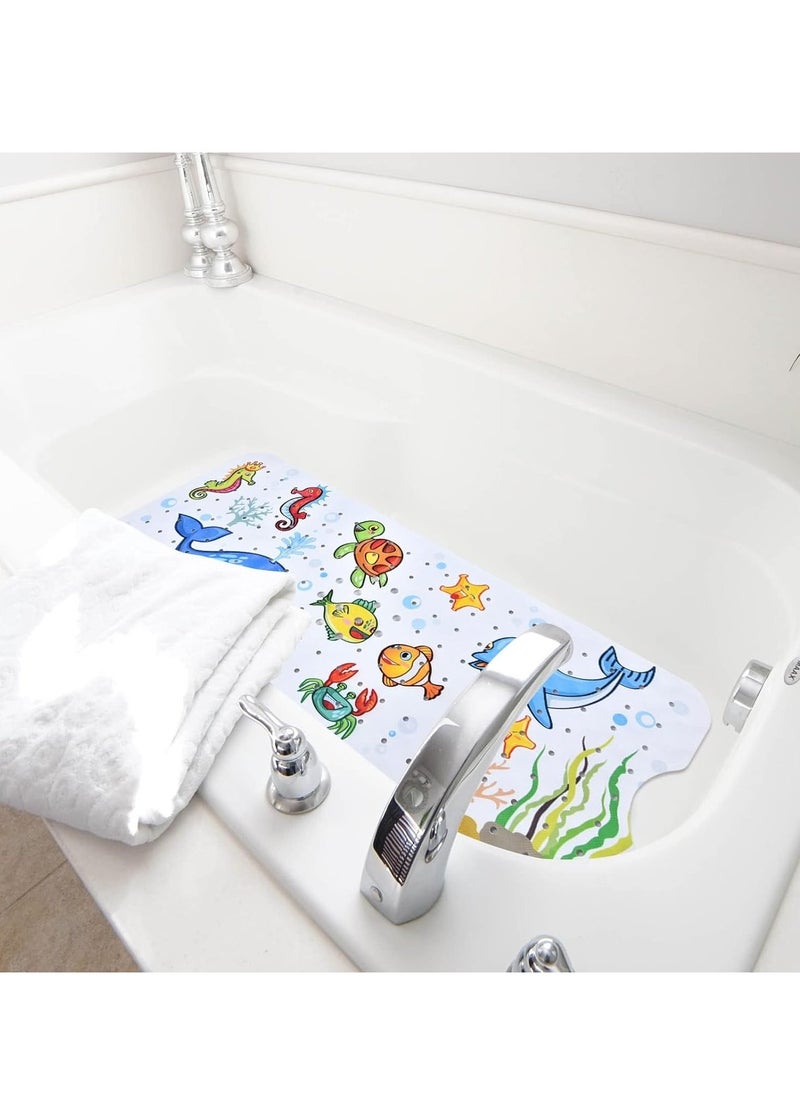 Baby Bath Mat for Tub for Kids, 40 X 16 Inch Extra Long Kids Bathtub Mat Non Slip, Cartoon Patterned Bath Tub Shower Mat Anti Slip with Suction Cups & Drain Holes, Machine Washable, Whale