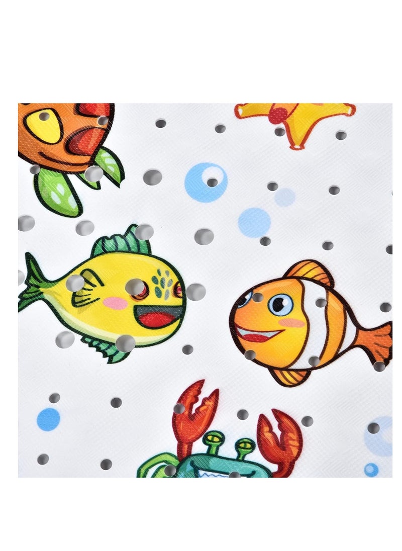 Baby Bath Mat for Tub for Kids, 40 X 16 Inch Extra Long Kids Bathtub Mat Non Slip, Cartoon Patterned Bath Tub Shower Mat Anti Slip with Suction Cups & Drain Holes, Machine Washable, Whale