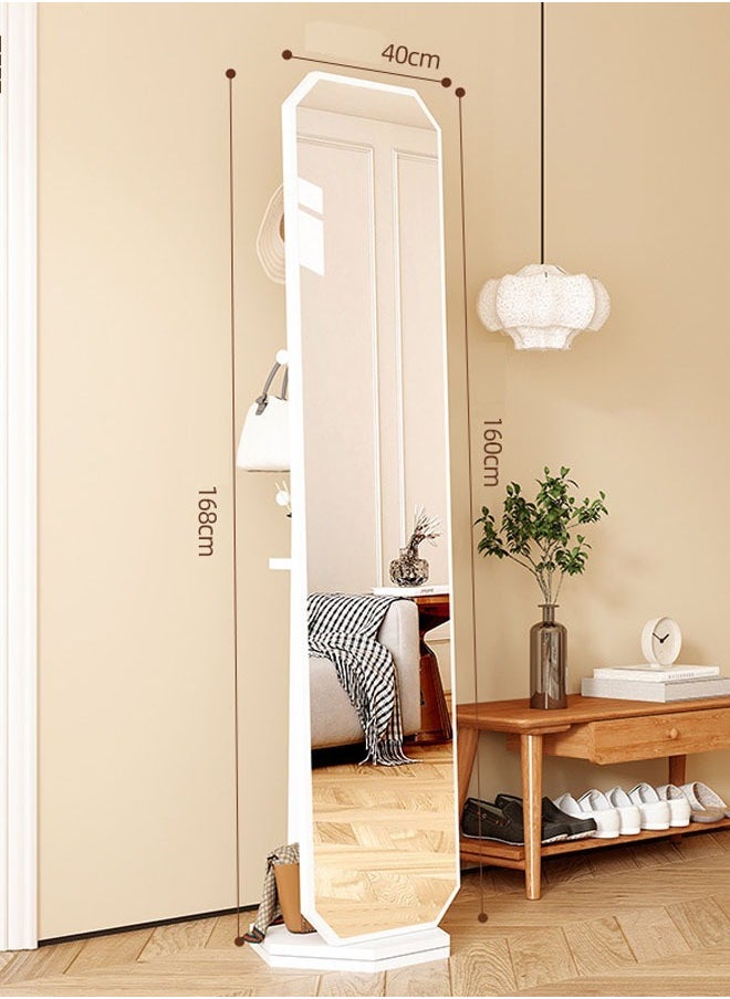 Antique-Style Rotating Full-Length Mirror with Integrated Coat & Storage Rack – Unique Shaped Floor Mirror for Bedroom & Living Room
