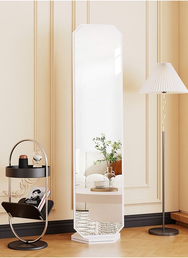Antique-Style Rotating Full-Length Mirror with Integrated Coat & Storage Rack – Unique Shaped Floor Mirror for Bedroom & Living Room