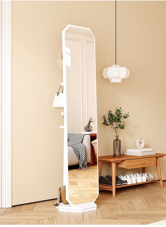 Antique-Style Rotating Full-Length Mirror with Integrated Coat & Storage Rack – Unique Shaped Floor Mirror for Bedroom & Living Room
