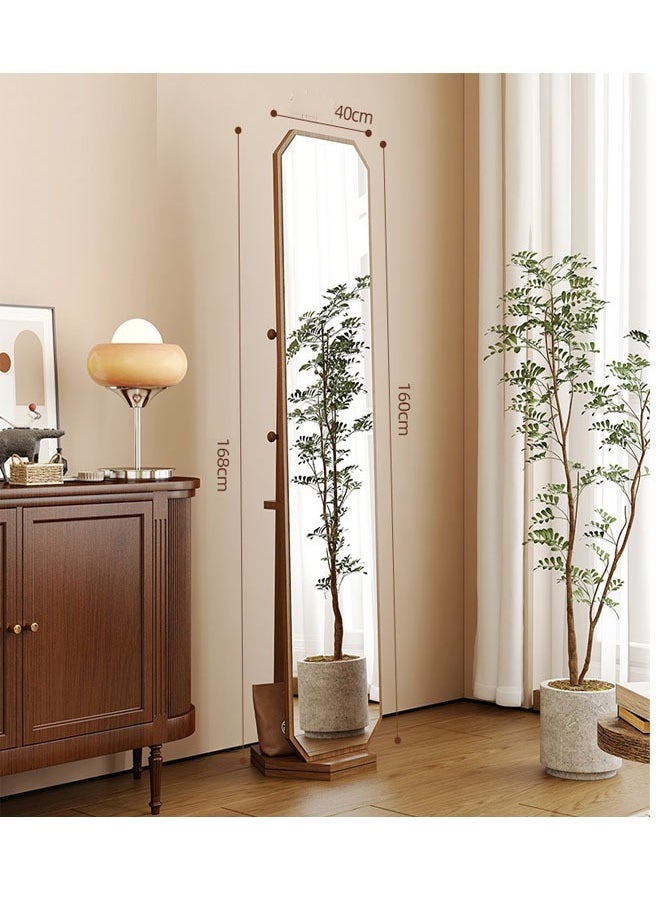 Antique-Style Rotating Full-Length Mirror with Integrated Coat & Storage Rack – Unique Shaped Floor Mirror for Bedroom & Living Room