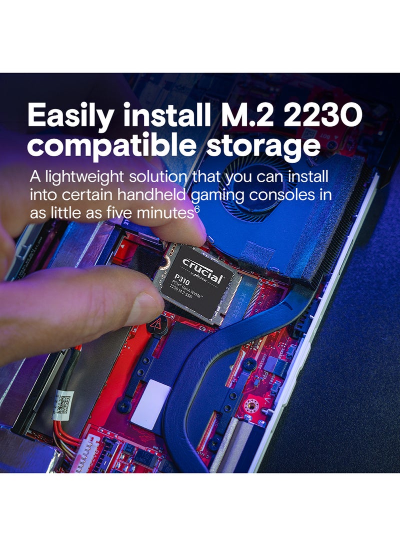 P310 1TB PCIe Gen4 NVMe 2230 M.2 Internal SSD, Up to 6000 Mb/s Sequential Write & 7100 Mb/s Sequential Read, 220 TBW SSD Endurance, Black | CT1000P310SSD2 1 TB