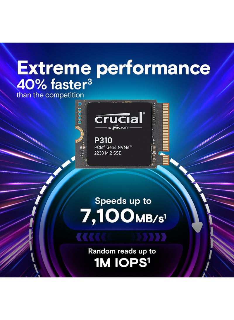 P310 1TB PCIe Gen4 NVMe 2230 M.2 Internal SSD, Up to 6000 Mb/s Sequential Write & 7100 Mb/s Sequential Read, 220 TBW SSD Endurance, Black | CT1000P310SSD2 1 TB