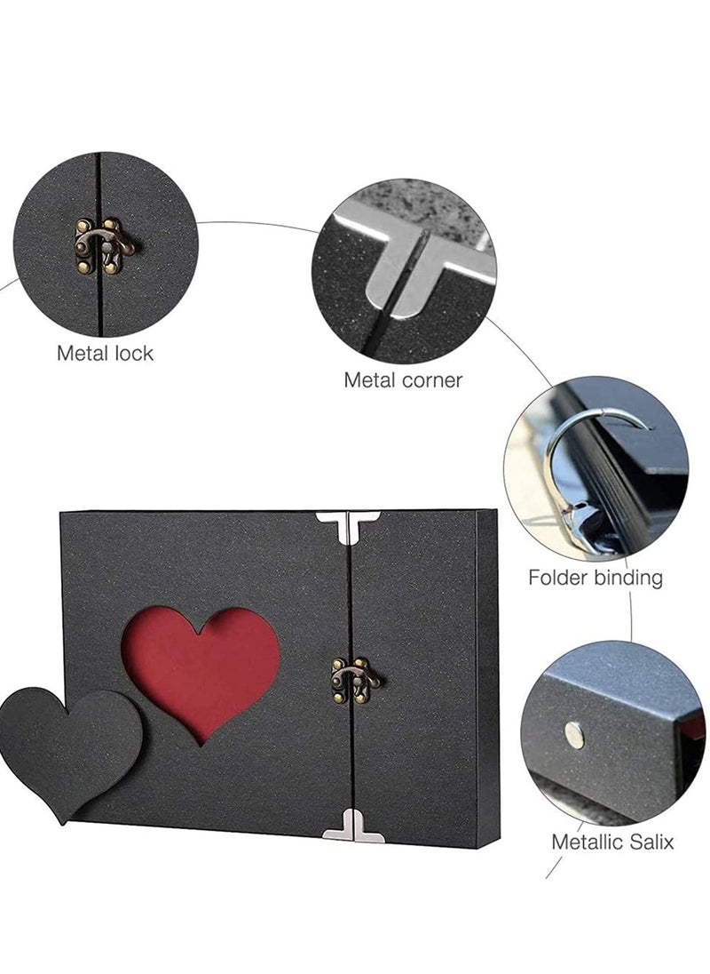 A4 Photo Album DIY Vintage Scrapbook Love Heart Black Pages Wedding Kits