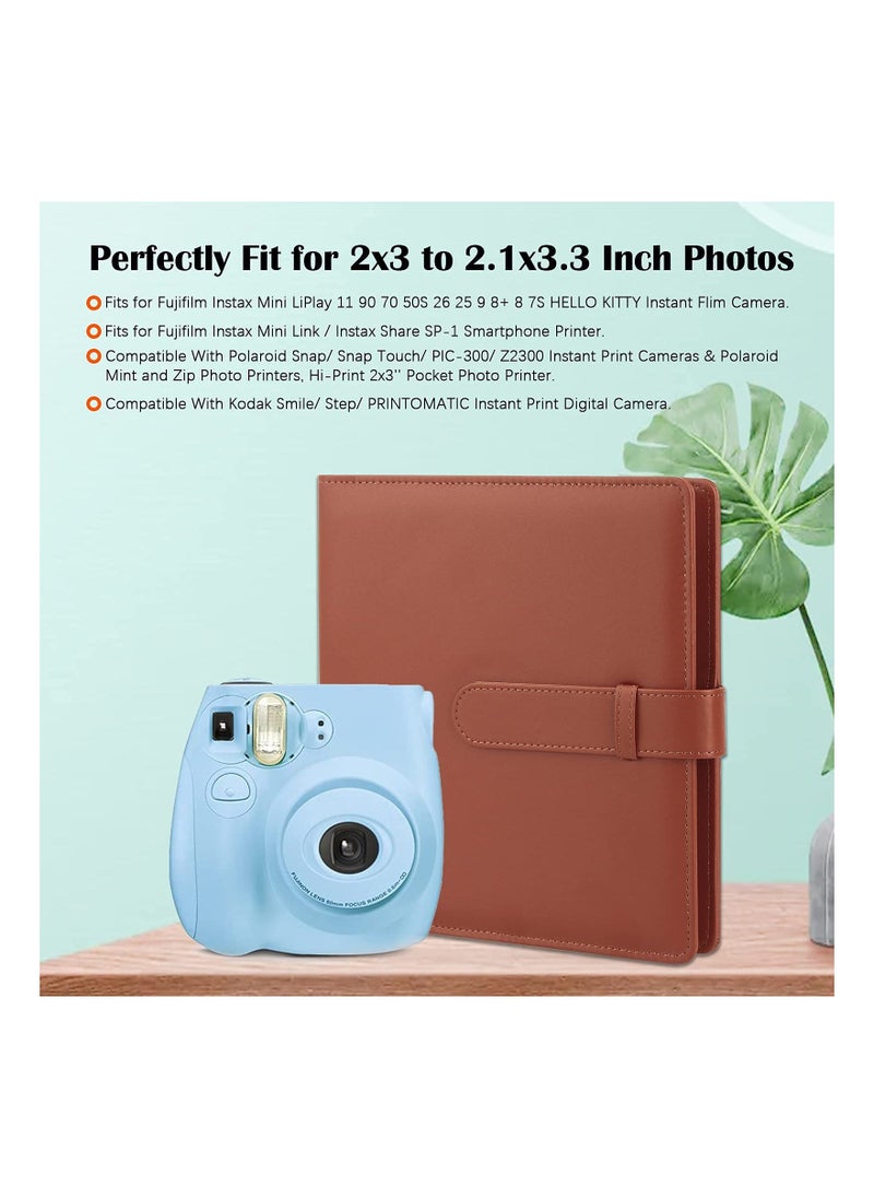 256 Pockets Photo Album for Fujifilm Instax Mini LiPlay 11 90 70 50S 26 25 9 8+ 8 7S Instant Camera for Link SP 1 Printer for Polaroid Snap SnapTouch PIC 300 Z2300 Mint Zip Printer Brwon