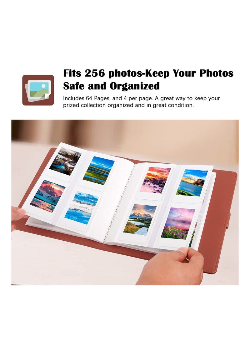 256 Pockets Photo Album for Fujifilm Instax Mini LiPlay 11 90 70 50S 26 25 9 8+ 8 7S Instant Camera for Link SP 1 Printer for Polaroid Snap SnapTouch PIC 300 Z2300 Mint Zip Printer Brwon