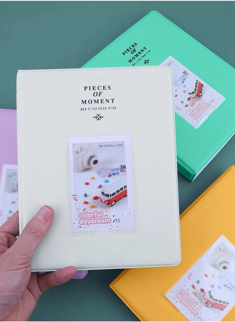 128 Pockets Mini Photo Album - Fits for Fujifilm Instax 11 9 8 90 25, Polaroid Snap PIC-300, Kodak 3-Inch Film(Smokey White)