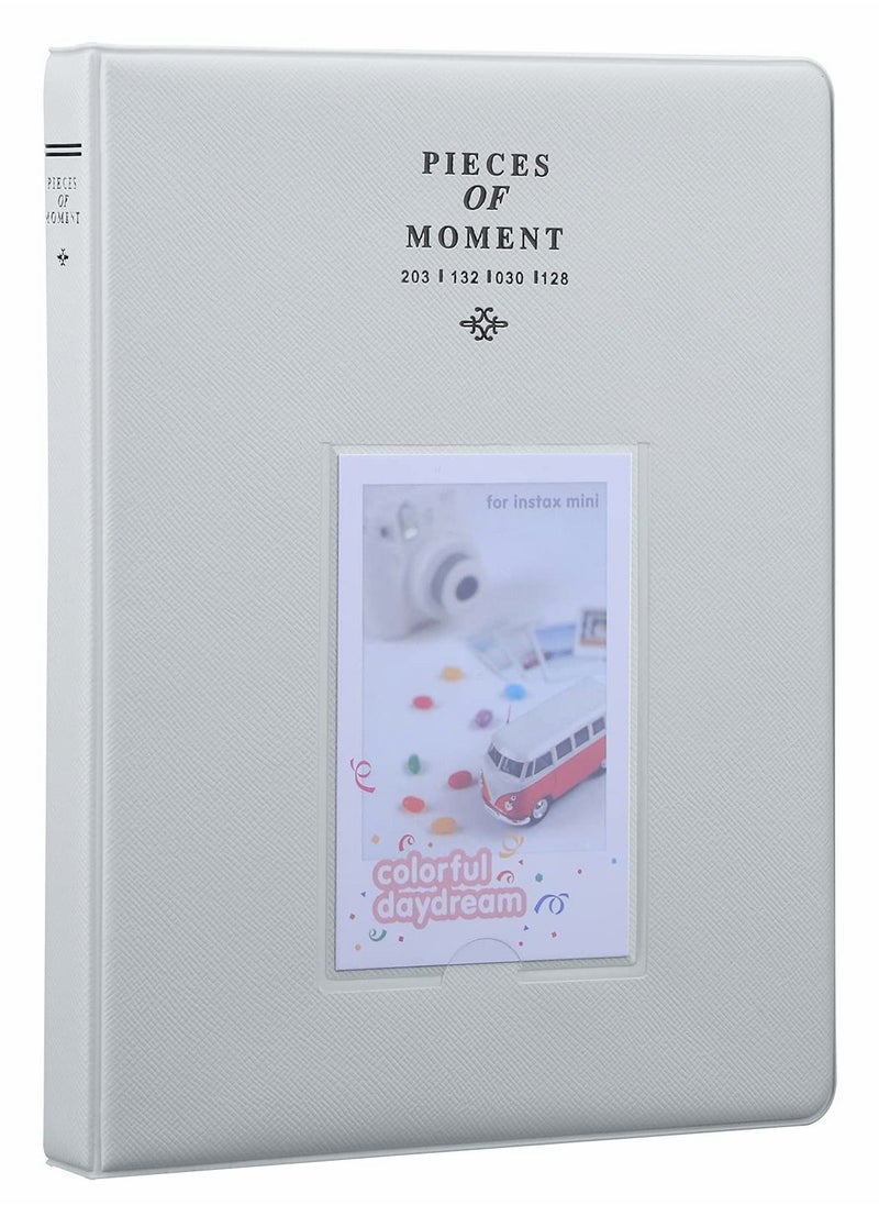 128 Pockets Mini Photo Album - Fits for Fujifilm Instax 11 9 8 90 25, Polaroid Snap PIC-300, Kodak 3-Inch Film(Smokey White)