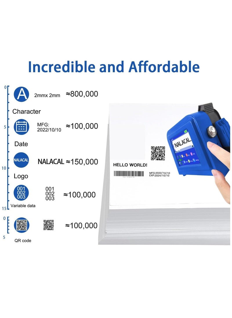 Mini Inkjet Printer for All Materials PC11 Plus, 26 Languages and Quick-Drying Ink Cartridge, Portable Pocket Marking Device for Date Time Barcode Logo Qrcode Batch Number Image Icons