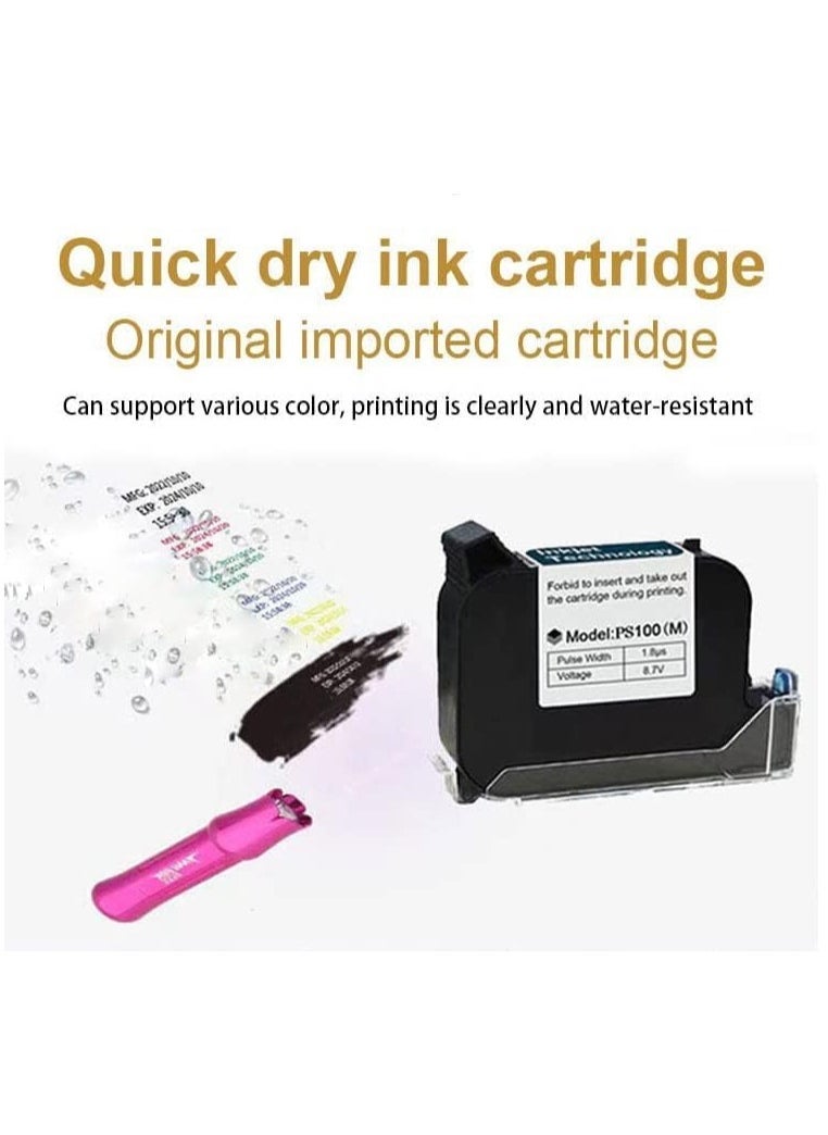 Mini Inkjet Printer for All Materials PC11 Plus, 26 Languages and Quick-Drying Ink Cartridge, Portable Pocket Marking Device for Date Time Barcode Logo Qrcode Batch Number Image Icons