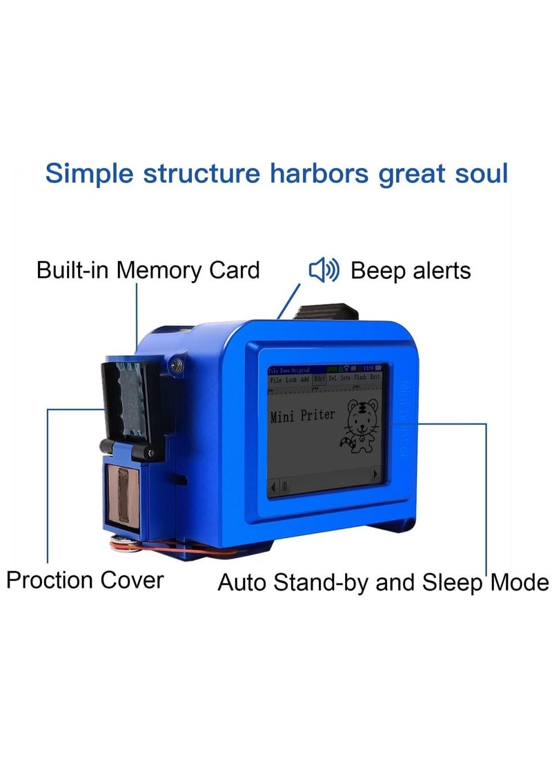 Mini Inkjet Printer for All Materials PC11 Plus, 26 Languages and Quick-Drying Ink Cartridge, Portable Pocket Marking Device for Date Time Barcode Logo Qrcode Batch Number Image Icons