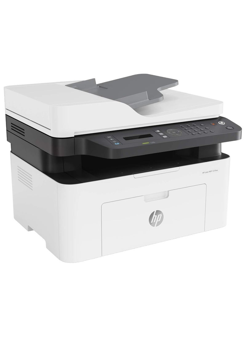 HP Laser Printer MFP 137fnw - Print Copy Scan Fax Printer for Small Medium Business - Black and white - [4ZB84A]