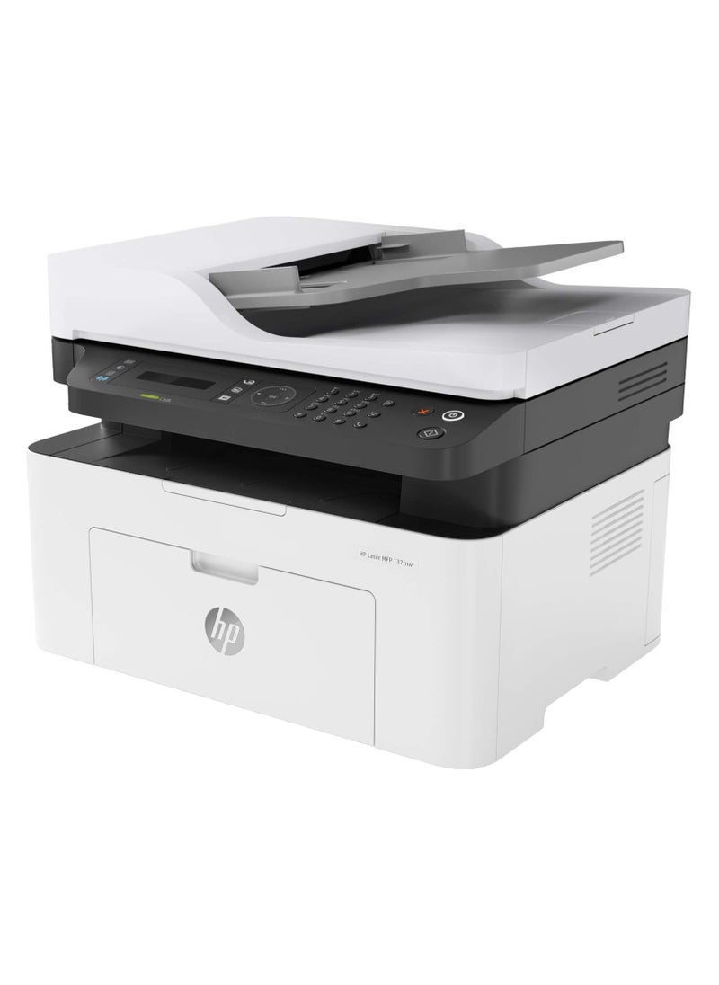 HP Laser Printer MFP 137fnw - Print Copy Scan Fax Printer for Small Medium Business - Black and white - [4ZB84A]