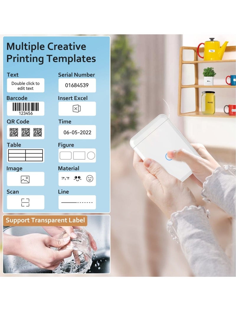 Label Maker Machine with Tape, D110 Portable Bluetooth Label Printer for Storage, Shipping, Barcode, Mailing, Office, Home, Organizing, Sticker Maker Mini Label Maker with Multiple Templates