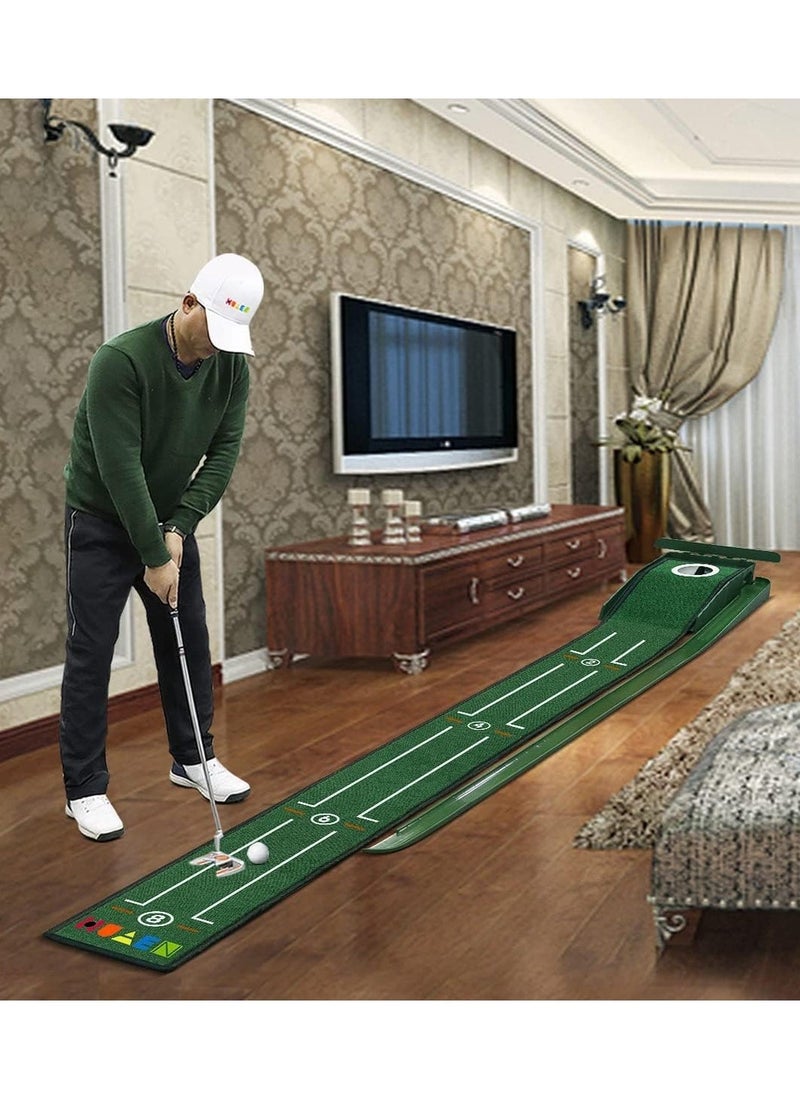 Putting Green Indoor Set, Long Putting Mat with Auto Ball Return, Suitable for Home and Office, Perfect Gift for Men