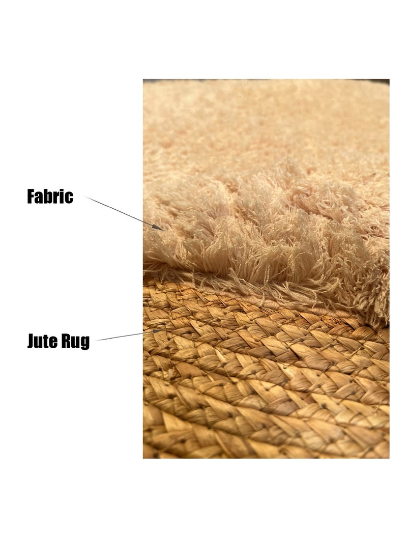 Soft & Eco-Friendly Round Jute and Plush Rug - Luxurious Comfort for Living Room, Bedroom & Nursery, Durable Natural Fiber Decor