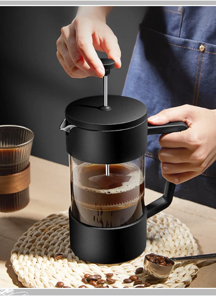 French Press Coffee Maker Coffee Tea Kettle 1 Liter Insulated Piston Tea Pot Cafetiere Coffee Cup with Filter 304 Stainless Steel Borosilicate Glass Coffee Press Durable Heat Resistant (1000ML, 34 OZ)