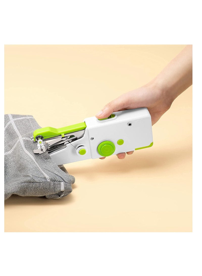 Handle Sewing Machine,Mini Portable Electric Handheld Sewing Machine,Quick Stitch Tool For Fabric Clothing Kids Cloth Pet Clothes(Green)