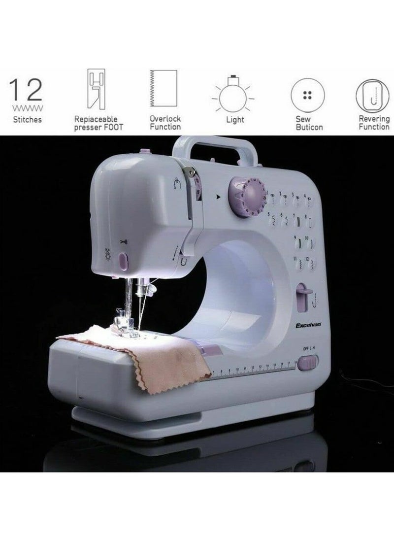 Portable Desktop Mini Electric Sewing Machine 12 Stitches Double Thread Tailor