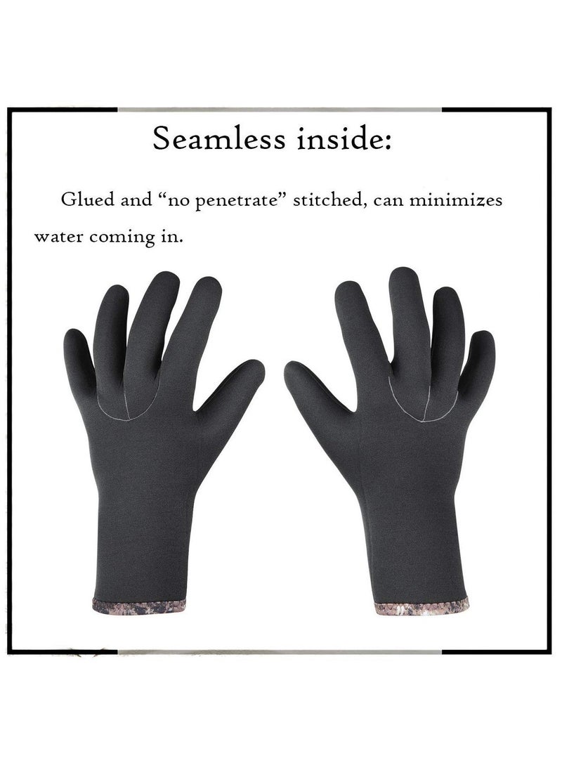Diving Gloves, 5mm Neoprene Gloves, Waterproof Warm Diving Gloves with Adjustable Velcro, Anti-Slip Water Gloves for Women Men for Diving, Surfing, Kayaking, Snorkeling, Sailing (Black, L)