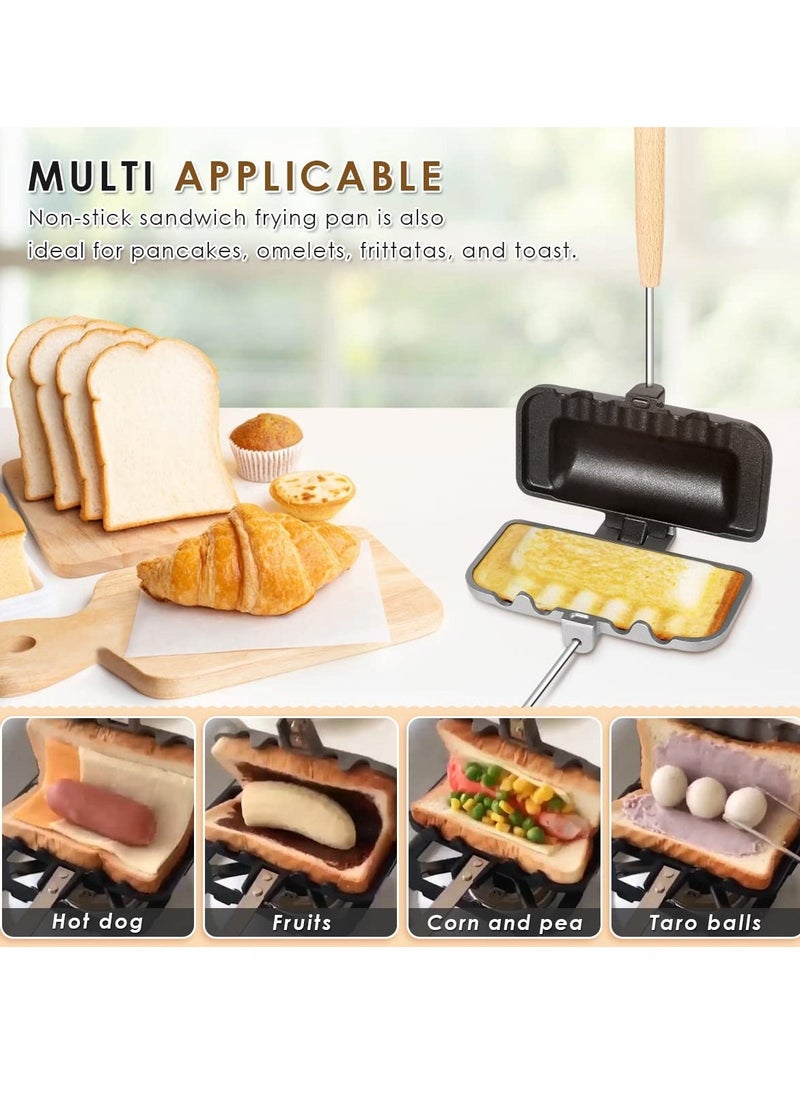 Hot Sandwich Maker, Hot Dog Toaster, Double-Sided Sandwich Baking Pan, Double Sided Frying Pan, Grilled Cheese Maker Nonstick Sandwich Maker Flip Grill Pan for Breakfast Pancakes, Omelets, Toast