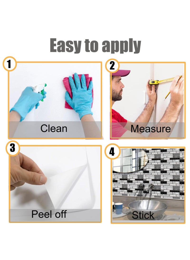 12 Sheets Tile Stickers for Bathroom, Self Adhesive Wall Tiles Waterproof Stick on Tile, Wall Tile Transfers Sticker for Home Decor, Peel & Stick self-Adhesive splashback