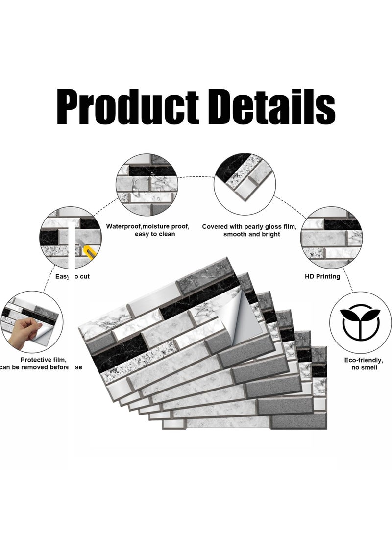 12 Sheets Tile Stickers for Bathroom, Self Adhesive Wall Tiles Waterproof Stick on Tile, Wall Tile Transfers Sticker for Home Decor, Peel & Stick self-Adhesive splashback