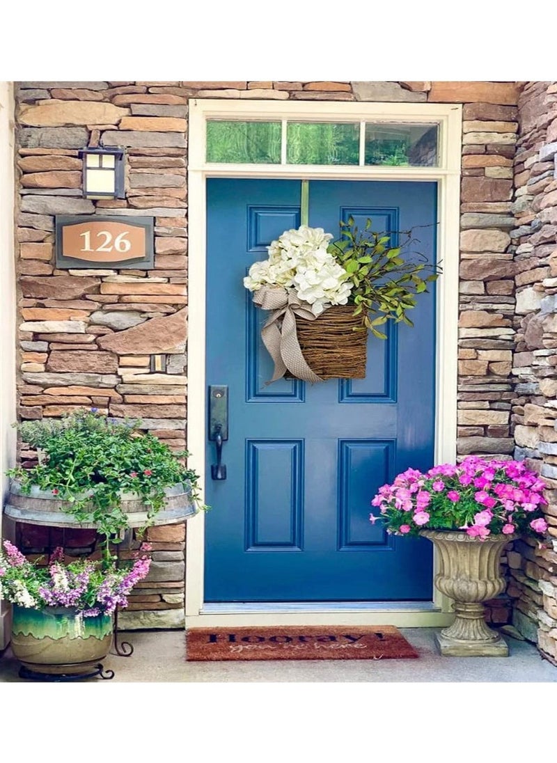 Cream Hydrangea Door Hanger Basket Wreath Wildflowe Hanging Basket Wreath Wall Wreath Basket Decor for Seasonal Welcome Sign Front Door Decoration, Spring Hanging Ornament