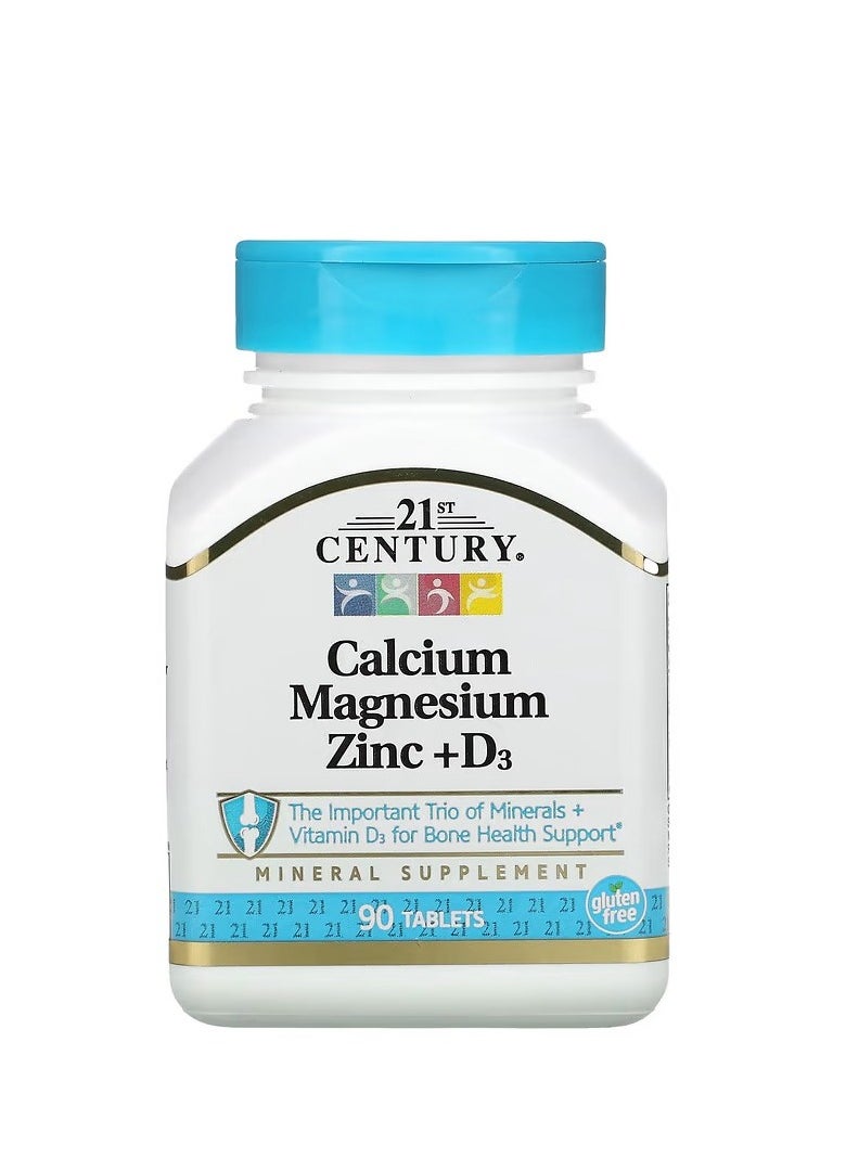 21st Century, Calcium, Magnesium, Zinc + D3, 90 Tablets