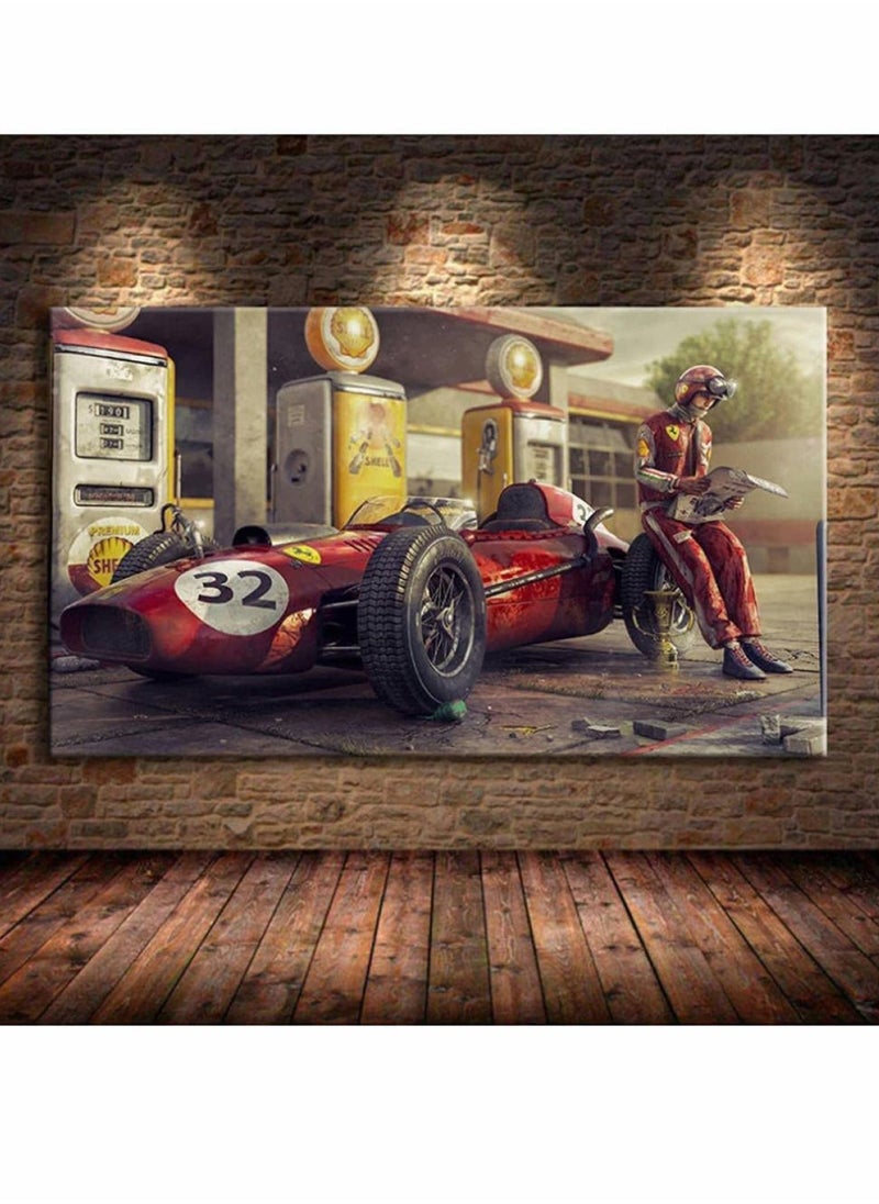 Canvas Painting Poster Wall Art Room Decor Vintage Car Posters Prints Ferraris Classic Racing F1 Race Car Artwork Wall for Living Room Office Decor(50X75Cm No Frame)