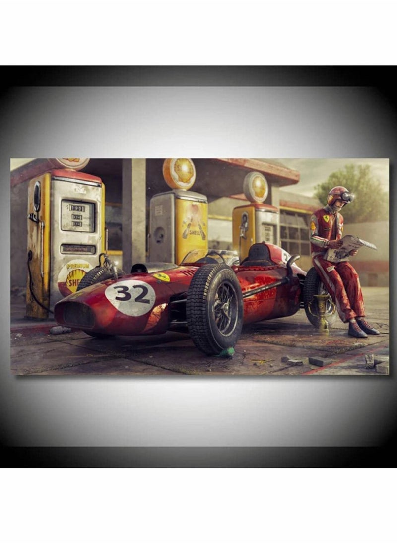 Canvas Painting Poster Wall Art Room Decor Vintage Car Posters Prints Ferraris Classic Racing F1 Race Car Artwork Wall for Living Room Office Decor(50X75Cm No Frame)