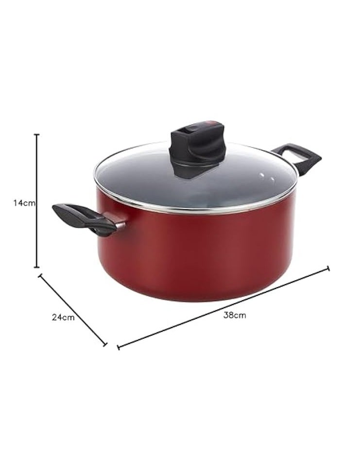 Safecook with Nonstick Casserole Cooking Pot, Red, 24cm/5.2L/5.5QT