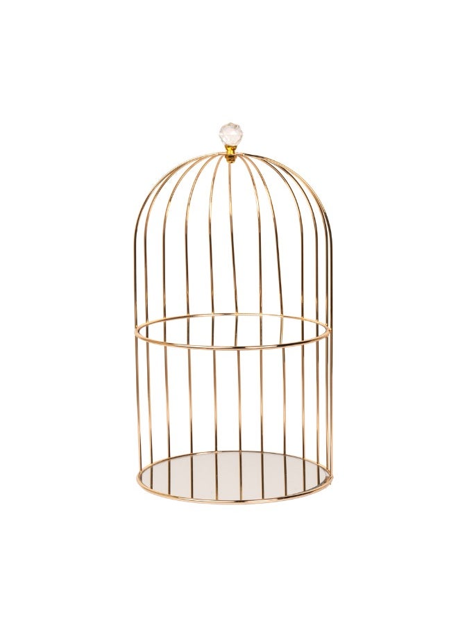 Metal Cage Stand with 2 Mirror Layers - Ideal for Home Décor & Stylish Display