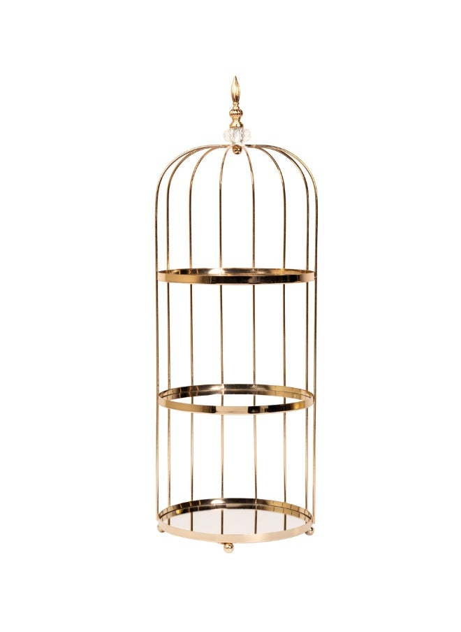 Metal Cage Stand with 3 Mirror Layers - Elegant Display Stand for Home & Events