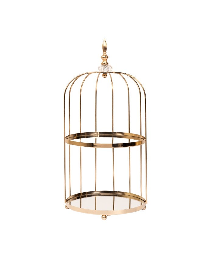 Metal Cage Stand with 2 Mirror Layers - Ideal for Home Décor & Stylish Display