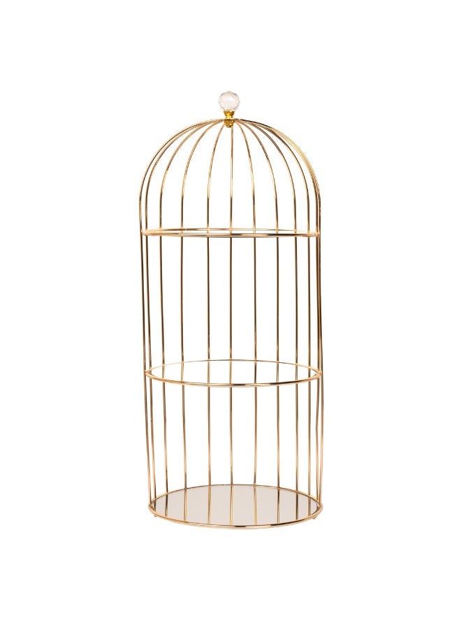 Metal Cage Stand with 3 Mirror Layers - Elegant Display Stand for Home & Events