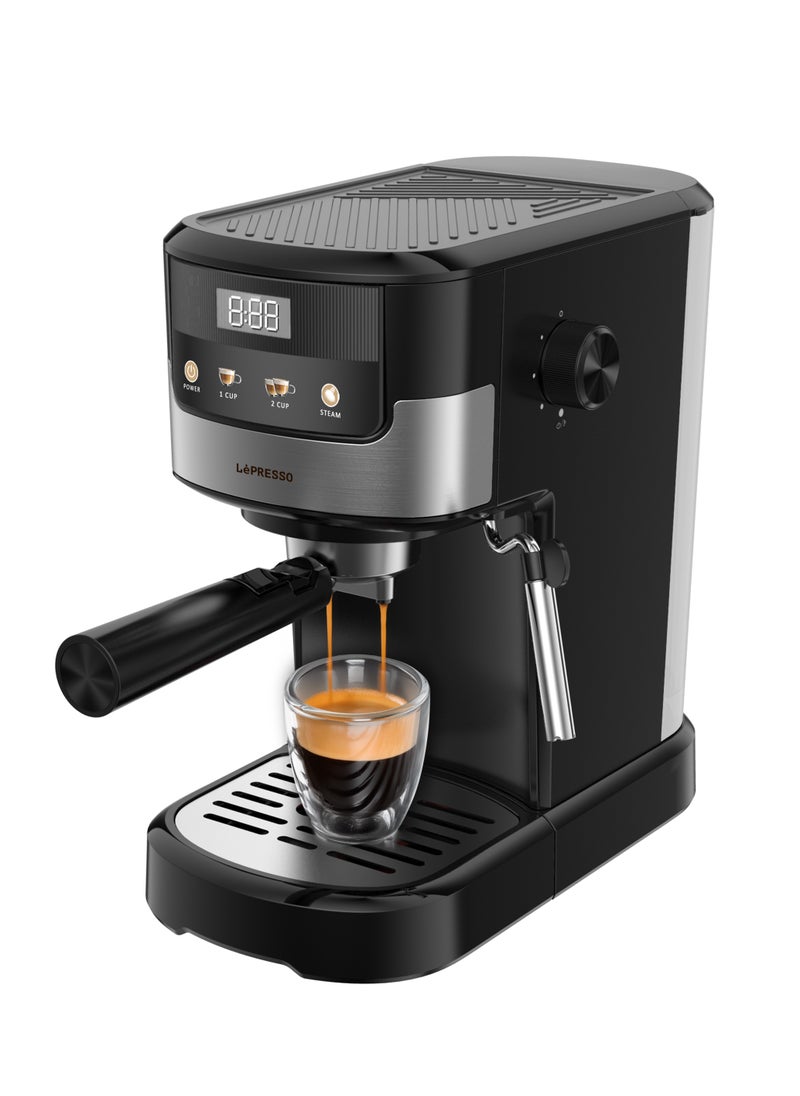 Suprema Espresso Coffee Machine with Touch Display and Milk Steamer 1100W Coffee Maker/ Washable Drip Tray / Nespresso Compatible / 20 Bar Pressure - Black