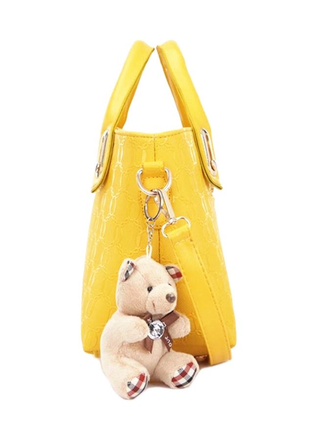 4-Piece Bear Hanging Ornament Crossbody Bag Set Yellow