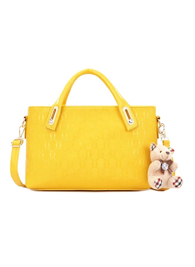 4-Piece Bear Hanging Ornament Crossbody Bag Set Yellow