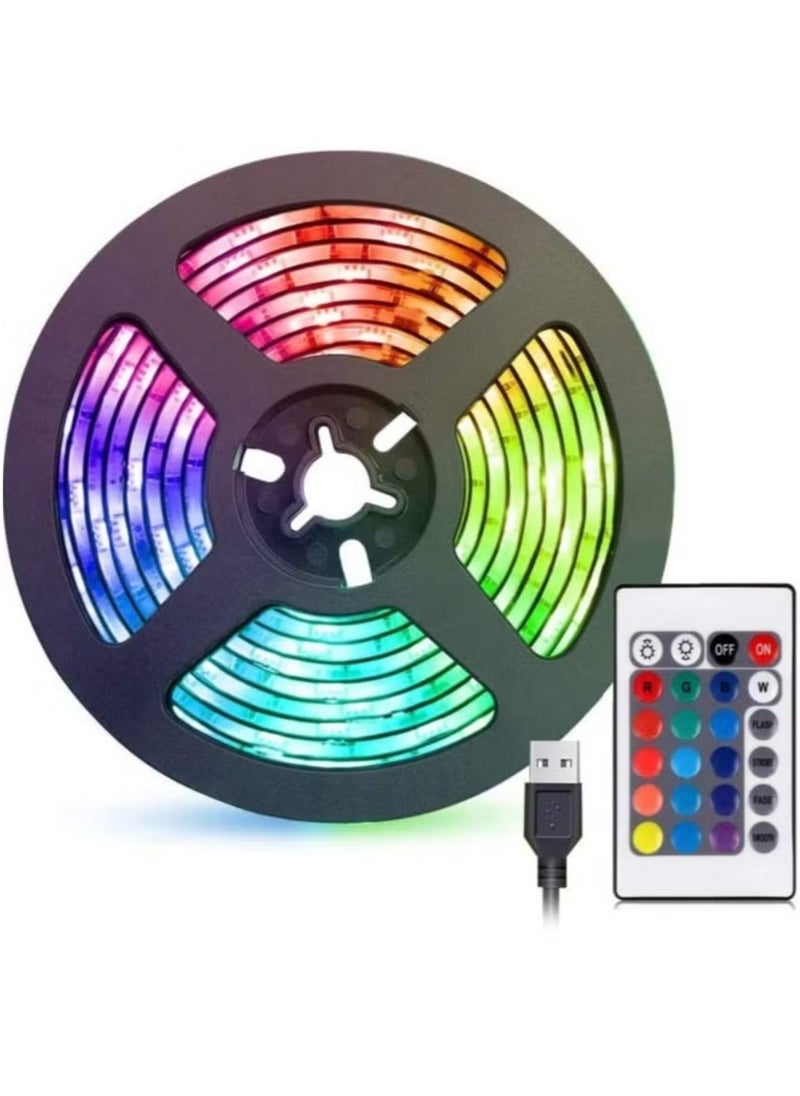 LED Light Strip 2M USB RGB Waterproof Decoration Lighting with Remote Control for Bedroom Kitchen Hotel Home TV Back (Color Changing)