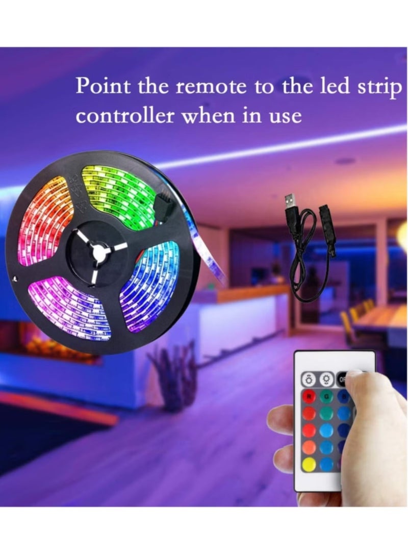 LED Light Strip 2M USB RGB Waterproof Decoration Lighting with Remote Control for Bedroom Kitchen Hotel Home TV Back (Color Changing)