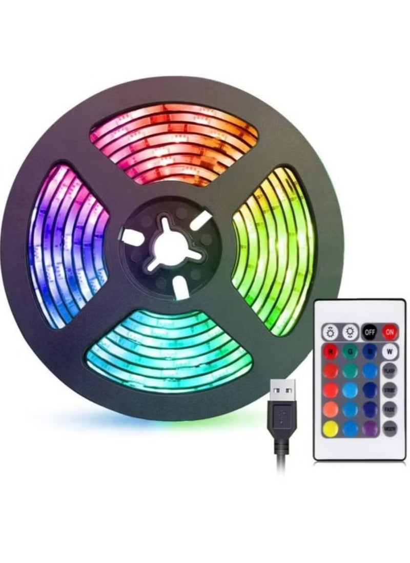 LED Light Strip 2M USB RGB Waterproof Decoration Lighting with Remote Control for Bedroom Kitchen Hotel Home TV Back (Color Changing)