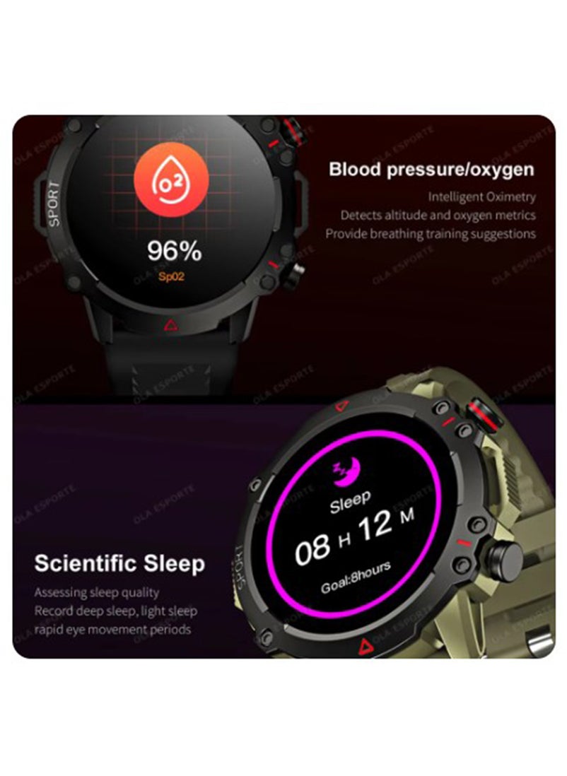 BSNL 1.53 AMOLED TF10 PRO Outdoor Rugged Military Bluetooth Call Smartwatch Sports Fitness Tracker Heart Monitor For Android IOS - Black