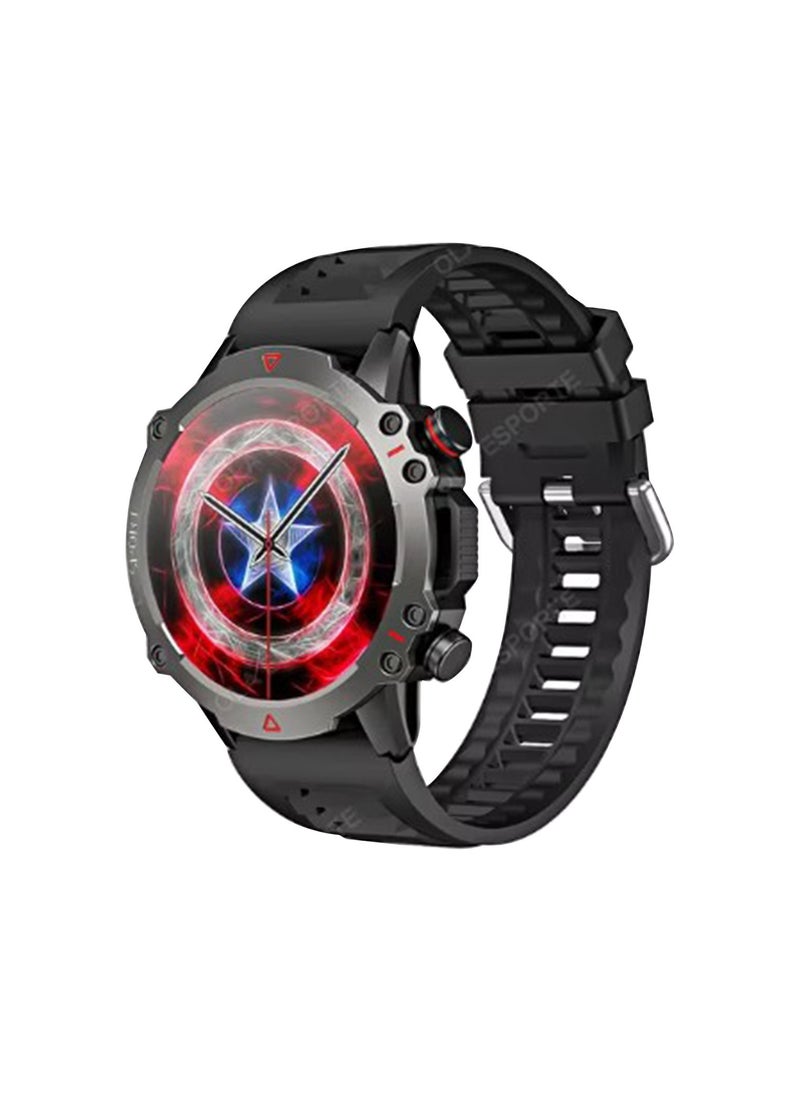 BSNL 1.53 AMOLED TF10 PRO Outdoor Rugged Military Bluetooth Call Smartwatch Sports Fitness Tracker Heart Monitor For Android IOS - Black