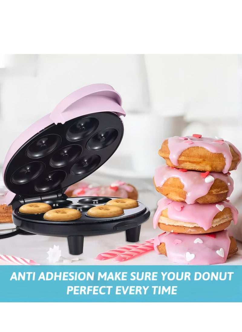 Electric Mini Doughnut Maker – Non-Stick 7-Cavity Donut Machine in Pink