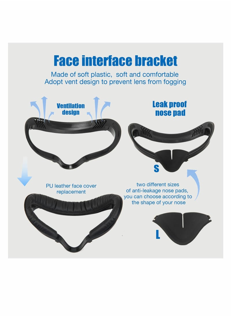 Comfortable and Stretchy VR Facial Vent Soft Interface Bracket with Anti-Leakage Light PU Leather Foam Face Replacement Pads Custom Comfort 6-in-1 Accessories for Oculus Quest 2