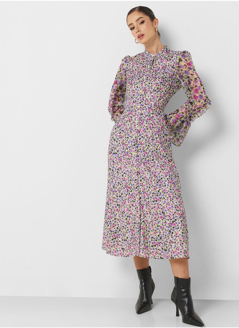 Front Slit Printed Dress